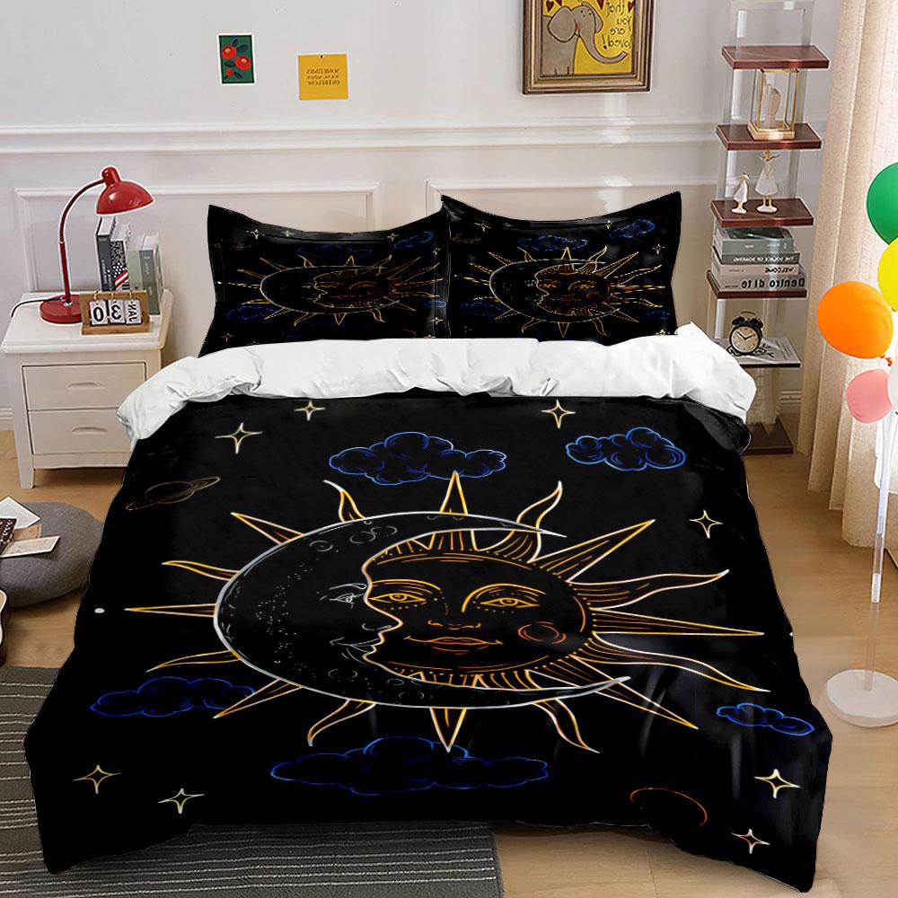 Sun, moon, stars, clouds. Bedding sets Duvet cover sets Duvet covers Pillowcases(1*Duvet Cover 2*Pillowcases without duvet insert)