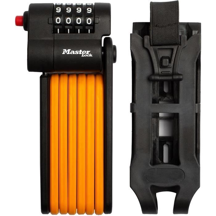 Antivol Vélo à Code - MASTER LOCK - 8336EURDPRO - Acier Trempé, Combinaison Programmable, Support Inclus