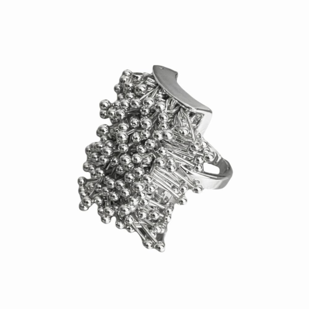 

Design Open Index Finger Ring Geometric Shape Exaggerated Design Finger Jewelry Chunky Style Vintage Style Open Rings For Women срібний