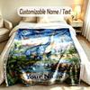 Dinosaur Theme Soft Blanket Personalized Custom Name Text Print Warm Blanket Home Sofa Bedroom Decor