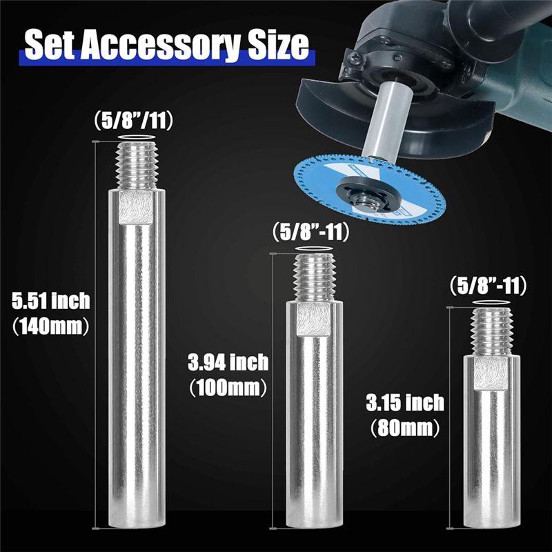 ABIY Angle Grinder Extension Shaft Connecting Rod, Angle Grinder Attachments With 5/8Inch-11 Threads, 3, 4 & 5.5 Inch