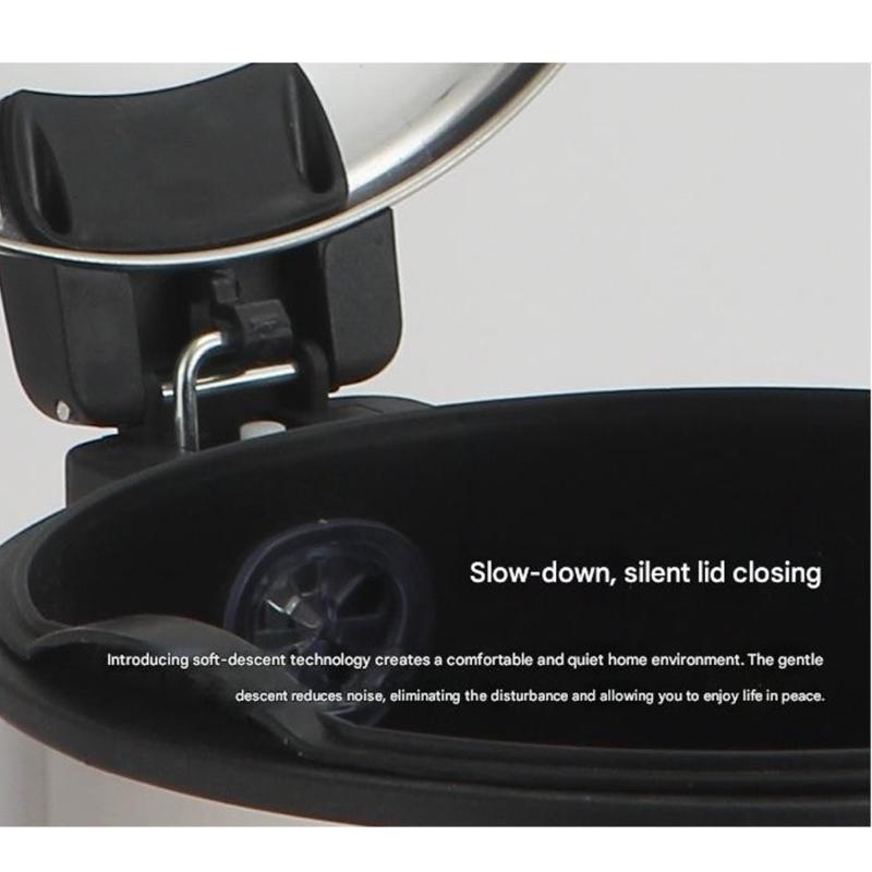304 Stainless Steel Waste Bin with Slow Close Technology Foot Pedal and 90 Degree Lid Stay for Easy Cleaning