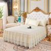 3 Layers Bed Skirt Lace Ruffled Bed Skirt Couvre Lit Bedroom Bed Cover with Surface Non-slip Mattress Cover Bedsheet Bedspread