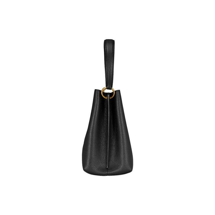 Coach Charlie 21 Pebble Grain Leather Bucket Bag Women Bags Black 89102-B4BK