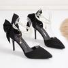 Fashion 2025 New Women Thin Heel Hollow Sandals Woman Pearl Butterfly Pointed Toe High Heels Pumps Womens Drees Shoes Wedding Shoes
