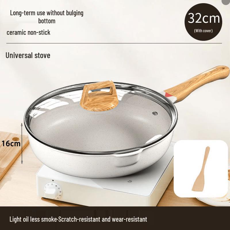 ZISIZ Ceramic Non-stick Wok with Lid