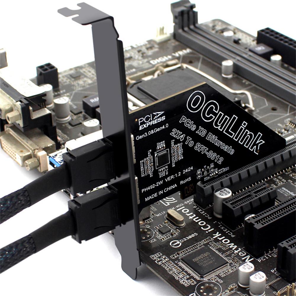 Scheda di Espansione Adattatore Scheda PCIe 4.0 X8 a 2 Porte Oculink SFF8611 & 8612