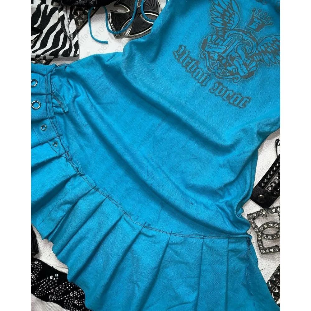 Gothic-style Niche Design Dress Y2K Slim Fit Suspender Print Fashionable Retro Punk Dress