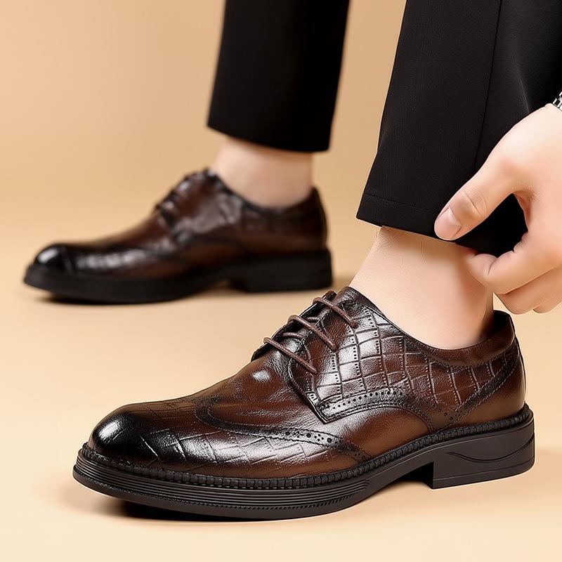 Fashion Platform Leather Brogue Shoes for Men Designer Soft-soled Business Men's Dress Shoes Spring Autumn Fashion Wedding Shoes Male