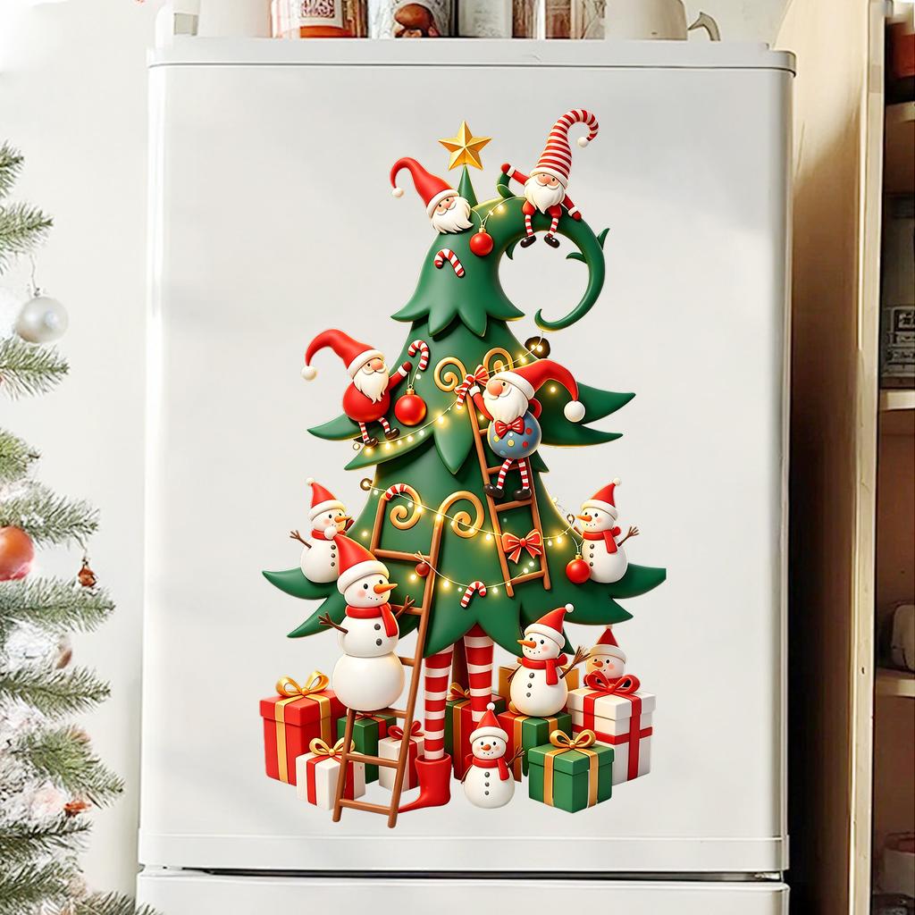 Christmas Elf Dwarf Christmas Tree Refrigerator Magnet for Home Cabinet Door Decorative Sticker
