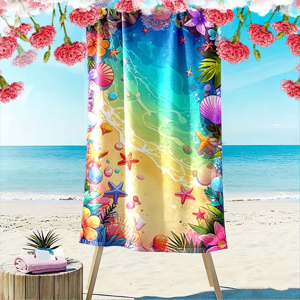 Tropical Beach Shells Design Beach towel quick-drying for travel outdoor sports jogging beach and swimming