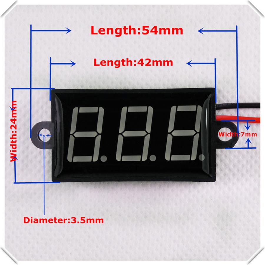 Micro 0.56"Digital Voltmeter DC3.50-30.0V Vehicles Motor car Waterproof Voltage Panel Meter LED Display Color Green Car Motorcycle Vehicle Automotive
