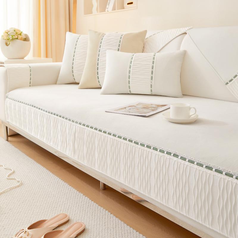Pernă de canapea Stil crem francez deschis Four Seasons Universal 2024 Nou Husă de canapea Pânză Piele Perne de scaun antiderapante