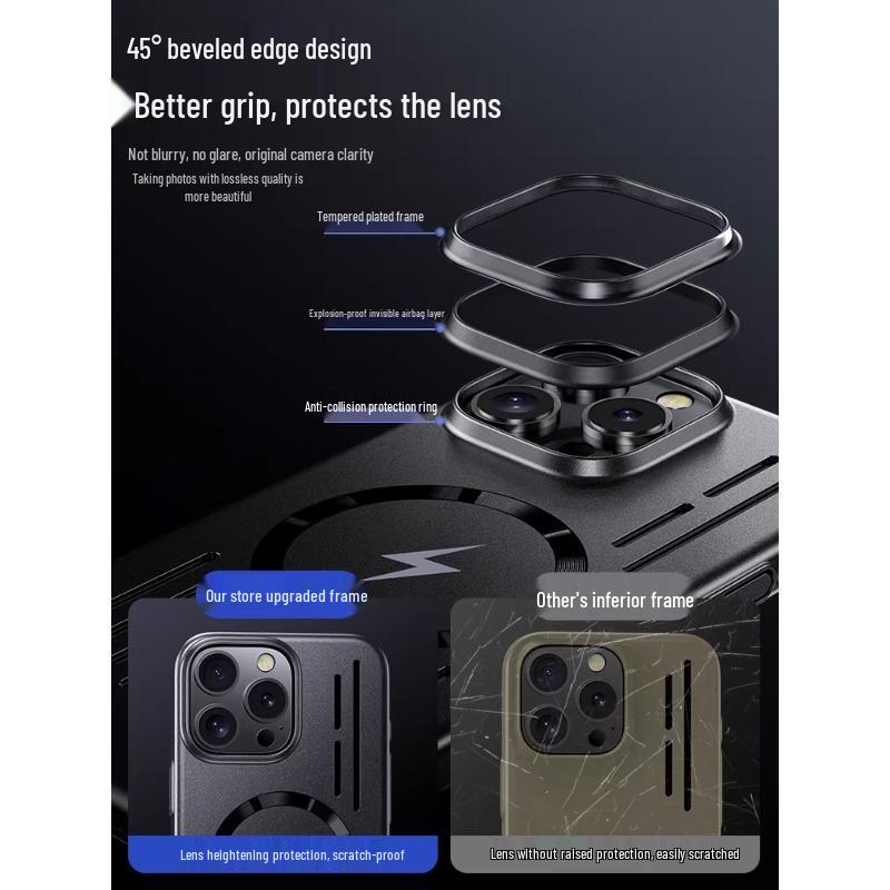 Compatible with iPhone 17 Pro Max Metal Paint Hollow Heat Dissipating Magnetic Suction Hard Case