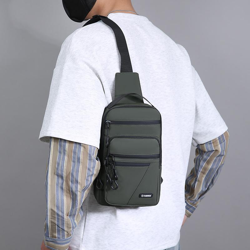 Men's Multi-Layer Chest Bag - High-Quality Nylon Crossbody Sling for Daily Commuting & Outdoor Activities
