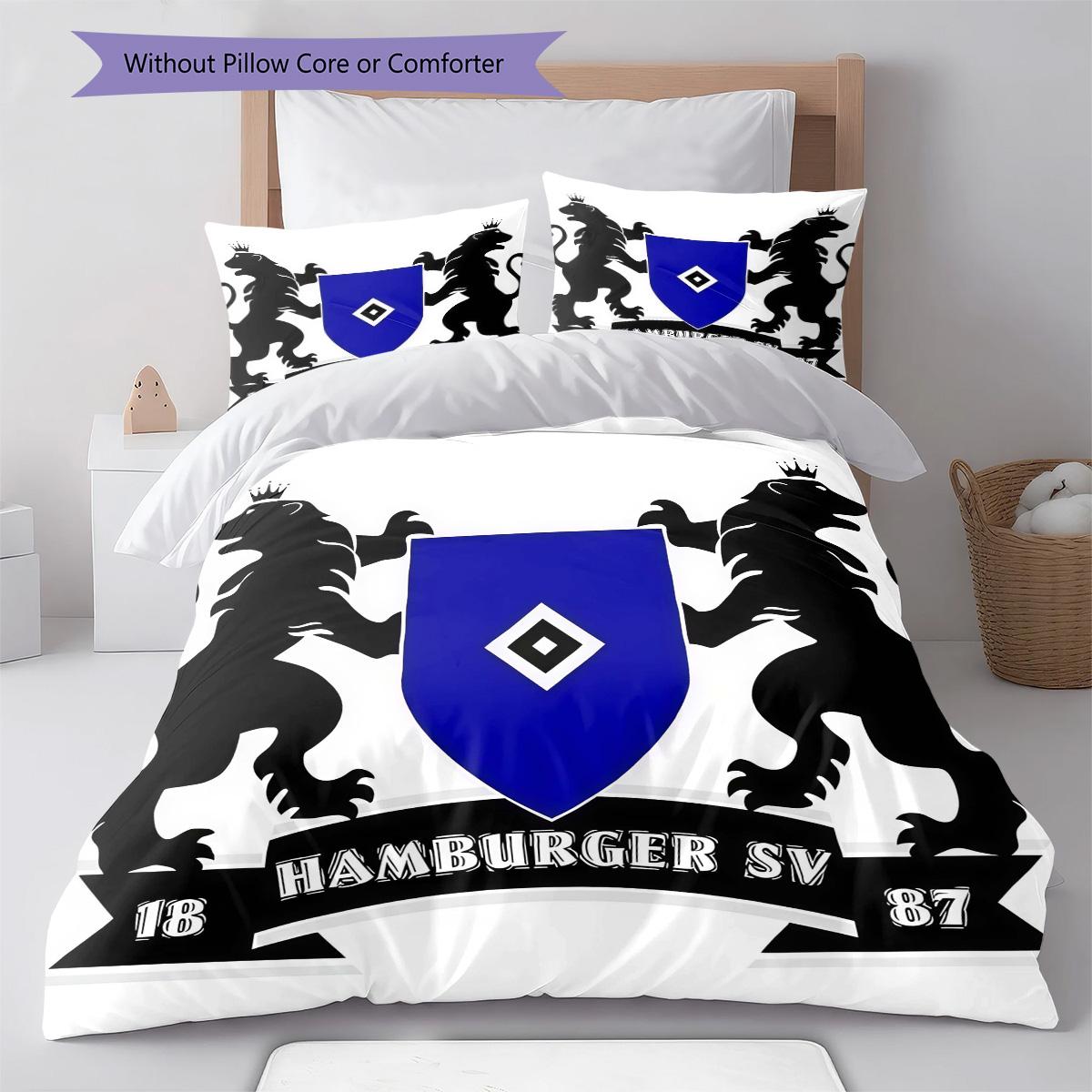 Hamburger SV Bettwäsche Bettdecken-Set Bettbezug Kissenbezug Heimdekoration Geburtstagsgeschenk (1 Bettbezug + 2 Kissenbezüge, ohne Füllung) 135x200cm white