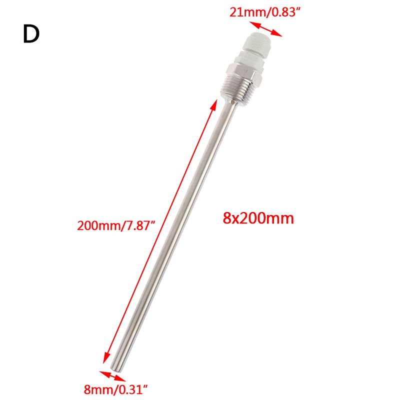 50-200mm Stainless Steel Thermowell 1/2" NPT Threads For Temperature Sensors Fit Dia 6mm Tube