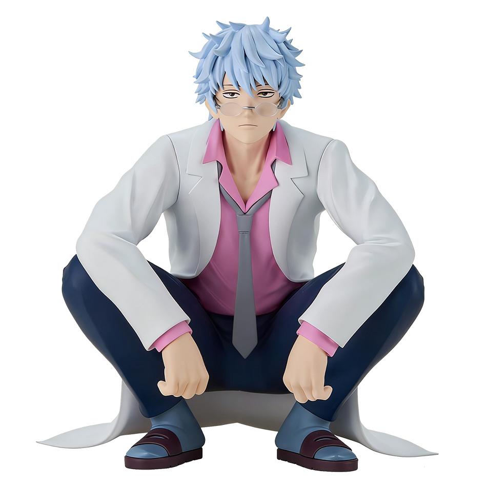 BANDAI 12CM Anime GINTAMA Sakata Gintoki 3rd Grade Teacher Ginpachi of Class Z Desk Doll Model Toy Collection Gift Action Figure
