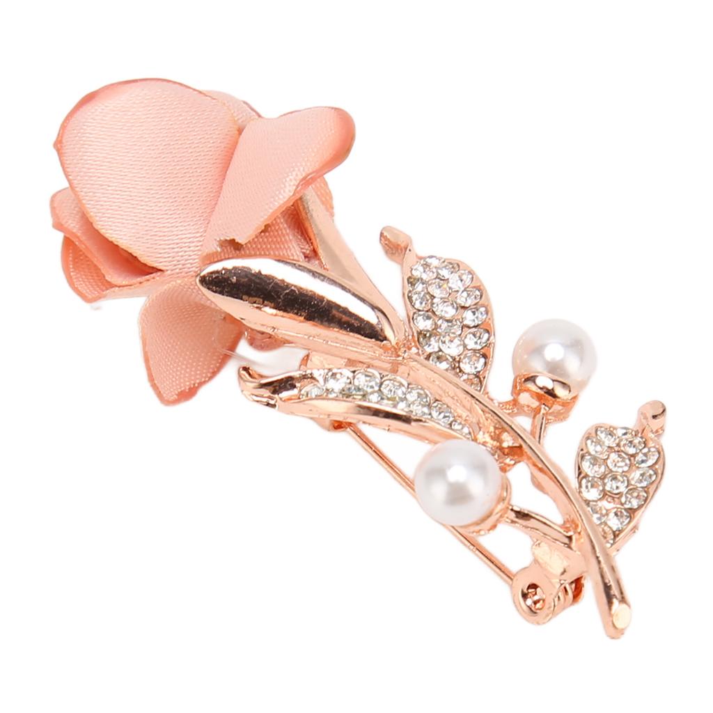 Rosa Rosenbrosche Modisch Elegant Schön Strass Stoff Hochzeitsbrosche Anstecknadel für Weinparty