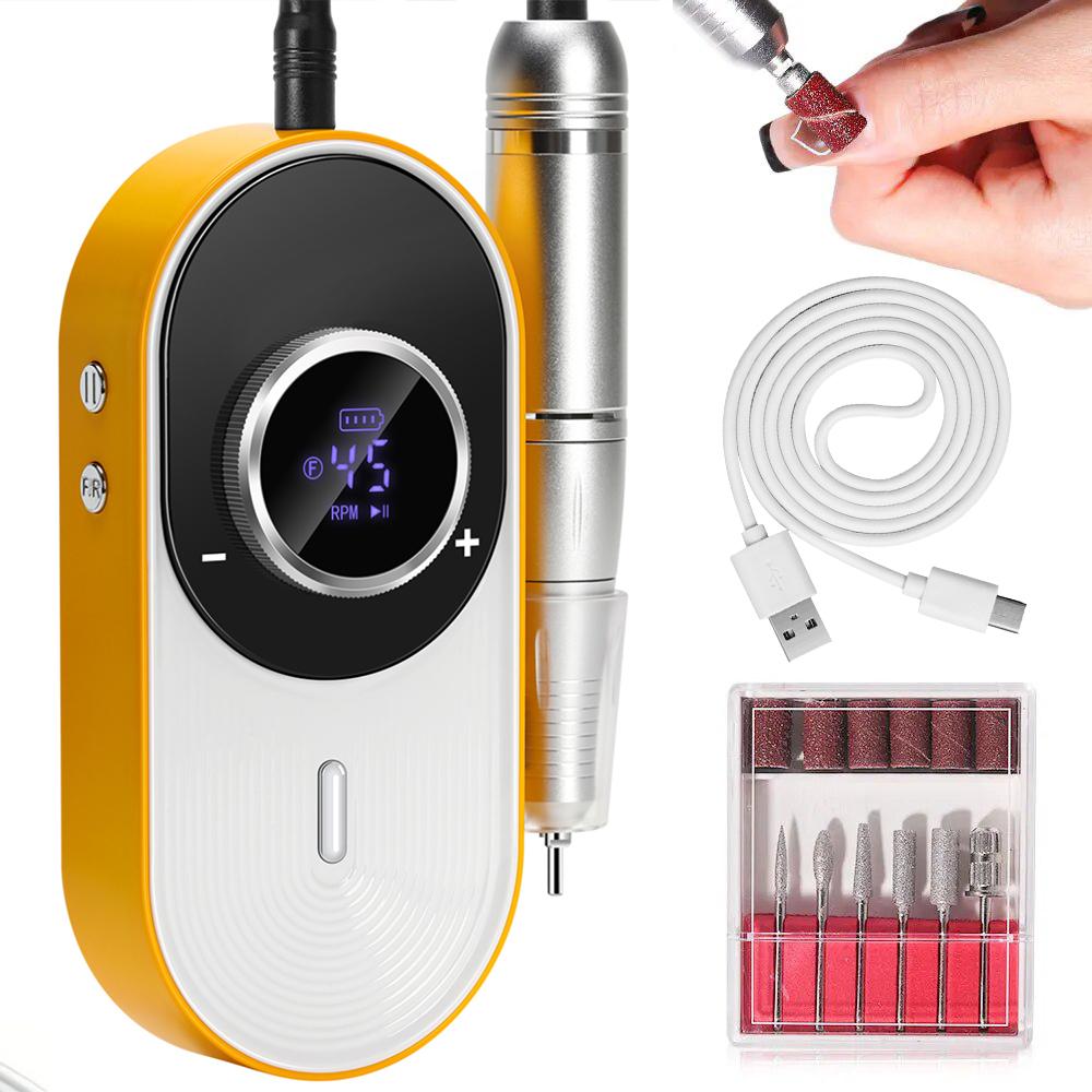 DianaBeauty 45000RPM Electric Nail Drill Machine Rechargeable Nail Polisher with Rhinestone Portable Nail File for Manicure USB оранжевый