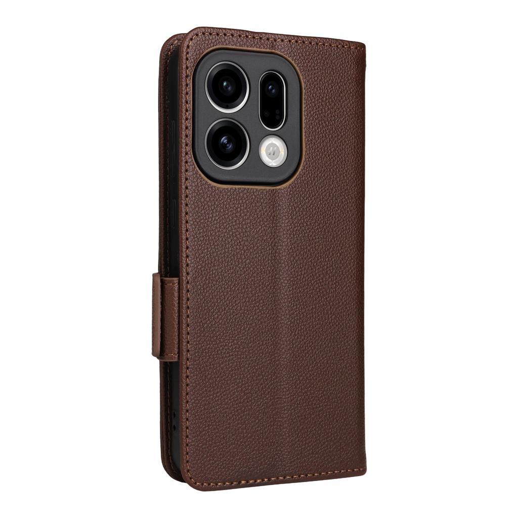 For Oppo Find X9 5G Case Litchi Texture Wallet Leather Phone Cover with Wrist Strap