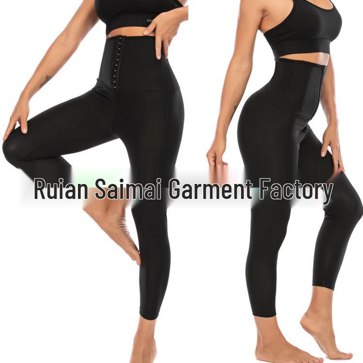 European & American Women's High-Waist Abdomen Control Yoga Pants: Adjustable Button, Hip-Lifting, Body-Shaping Fitness Leggings