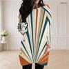 Women Plus Size Round Neck Long Sleeve Striped Printed Loose Longline Top With Pockets