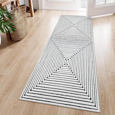 Runner Rug Non-slip Soft Machine Washable Carpet Minimalist Black Lines Easy To Fold Mat Entrance Hallway Long Size Floor Mats