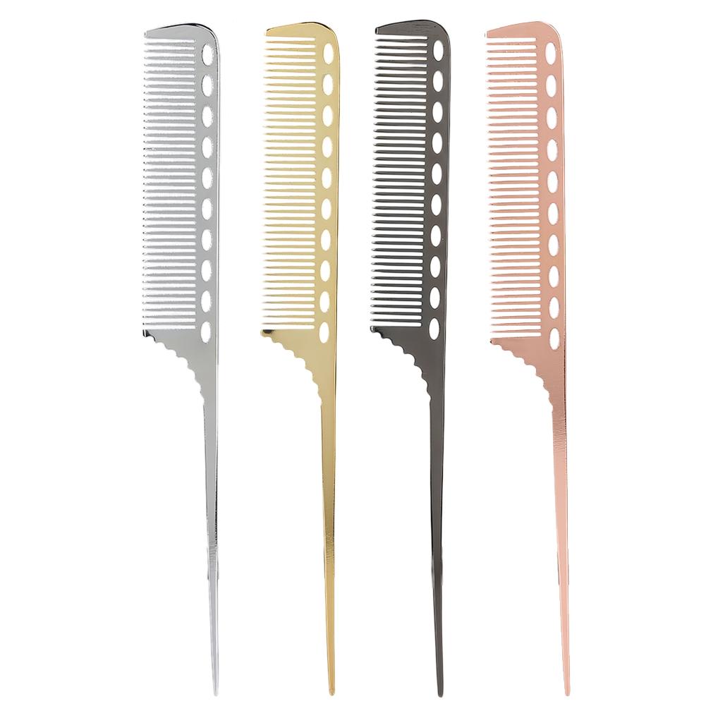 

Салонная расческа с крысиным хвостом для мужчин и женщин, расческа для укладки, профессиональная парикмахерская, алюминиевая металлическая расческа