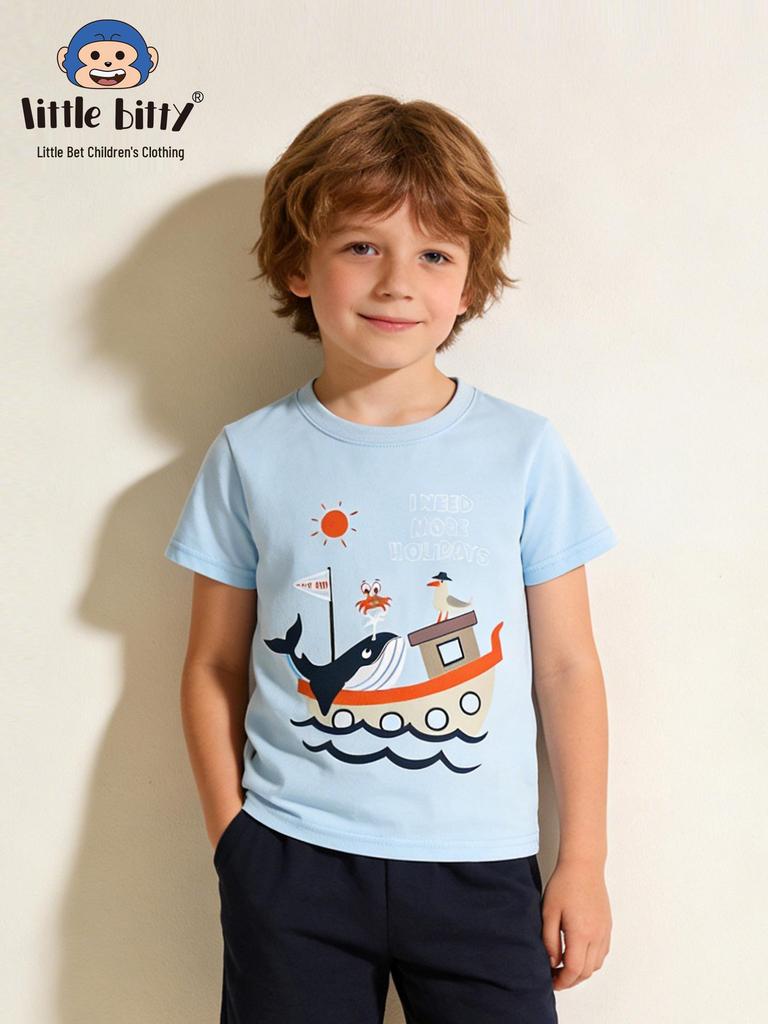 Cartoon Whale Ocean Round Neck Short-Sleeve Children's T-Shirt