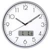 Nbdeal Radio-Controlled Wall Clock with Date and Day Display, 35cm Diameter, Step Second Hand (Silver) Y-328