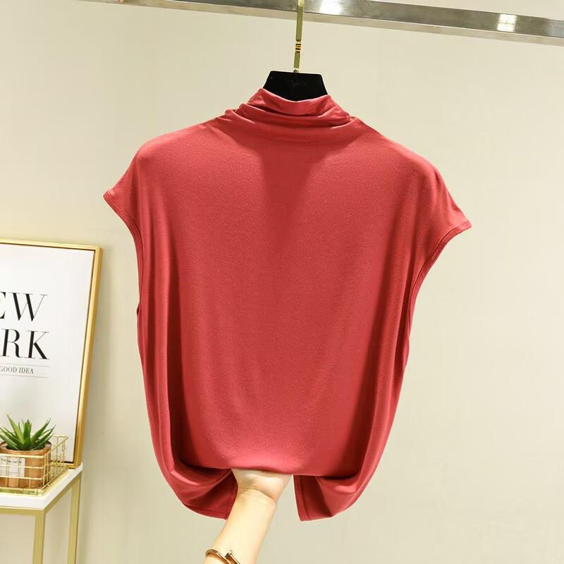 Großformat Modal Damen Hochgeschlossenes Ärmelloses Locker Geschnittenes Schlankmachendes Shirt - Frühling/Sommer