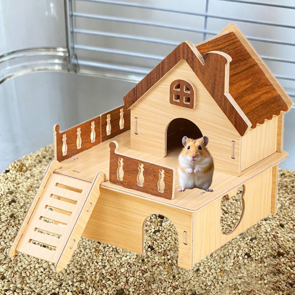 Wood Hamster Out Small Animal Activity Toy Pet Supplies Hut Habitat for Syrian Hamsters