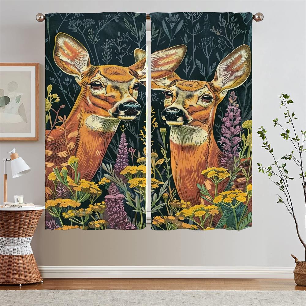 

The Deer Chirped Bedroom Curtains 2 Pieces Beaded Curtain Tiebacks Ready Curtains Cheap Things With Free Shipping for Home Blind W50xH70cmx2pcs-CL