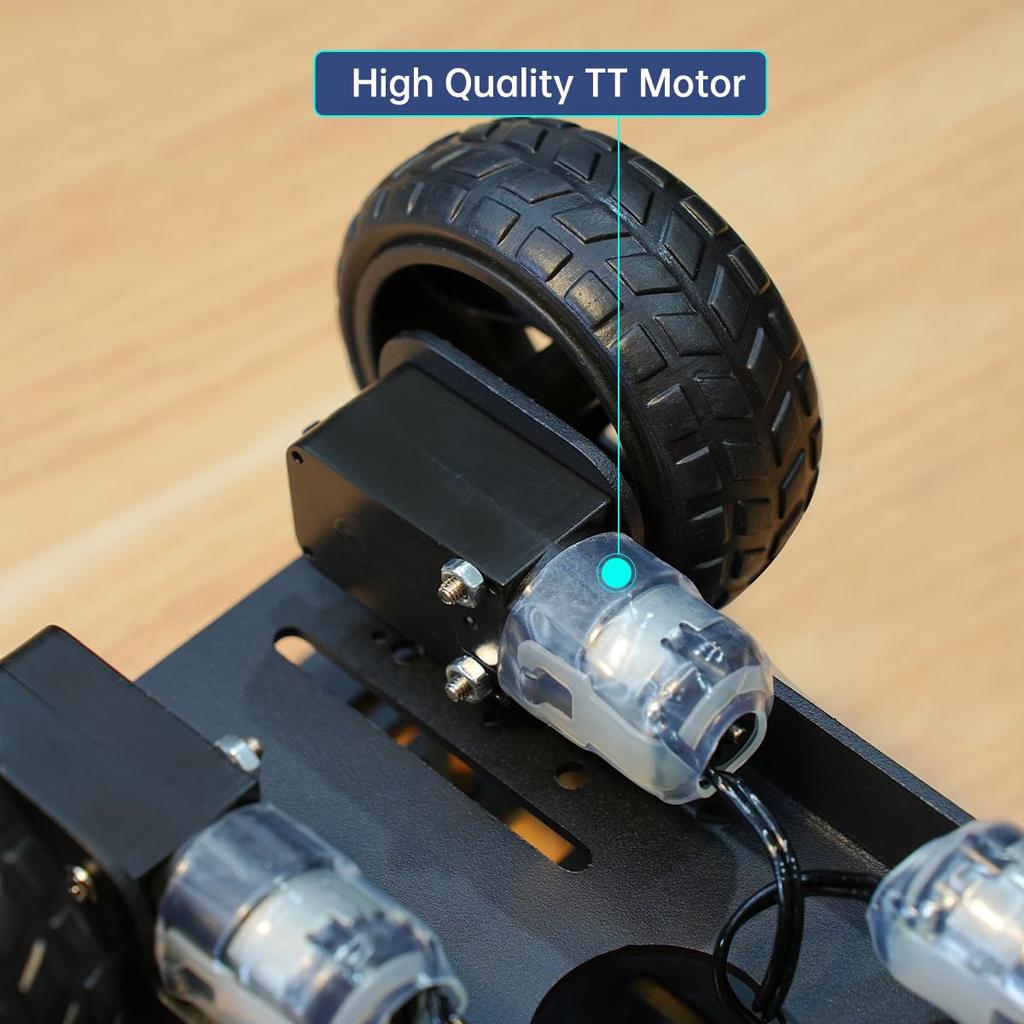 LewanSoul Robot Chassis 4WD Smart Chassis Aluminum Alloy TT 66mm Robot Mobile Platform Robot Car DIY Kit Kit, Car, Chassis, Motor, Wheels, (Black,