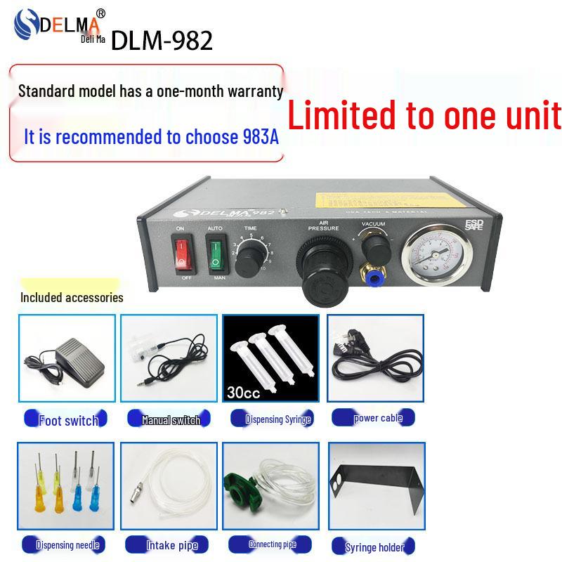 

DELMA 982A/983A Semi-Automatic Dispensing & Automatic Sealing Machine with Foot Pedal/Manual Switch