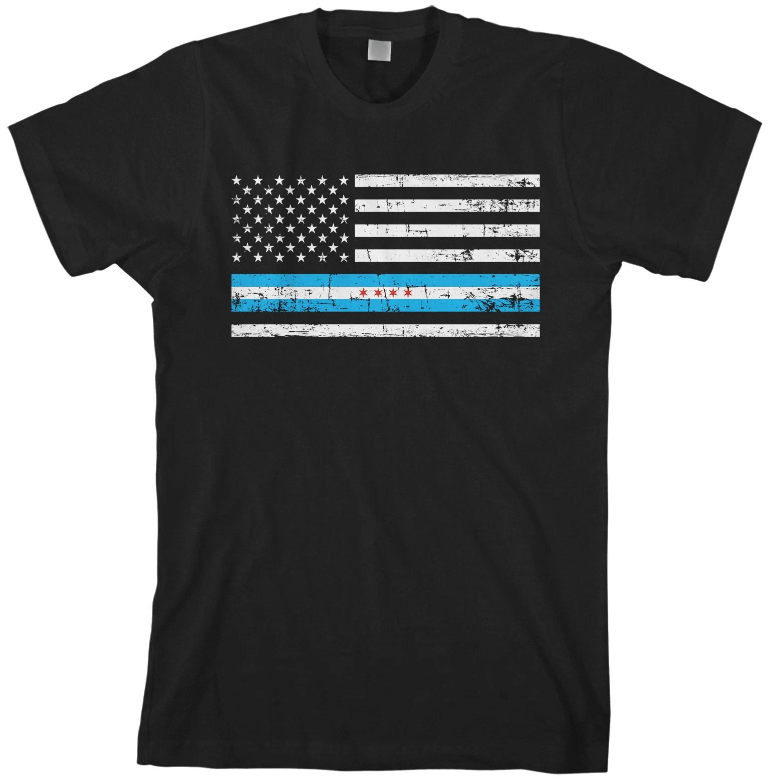 Chicago American Flag Men s T shirt US State Patriotic S