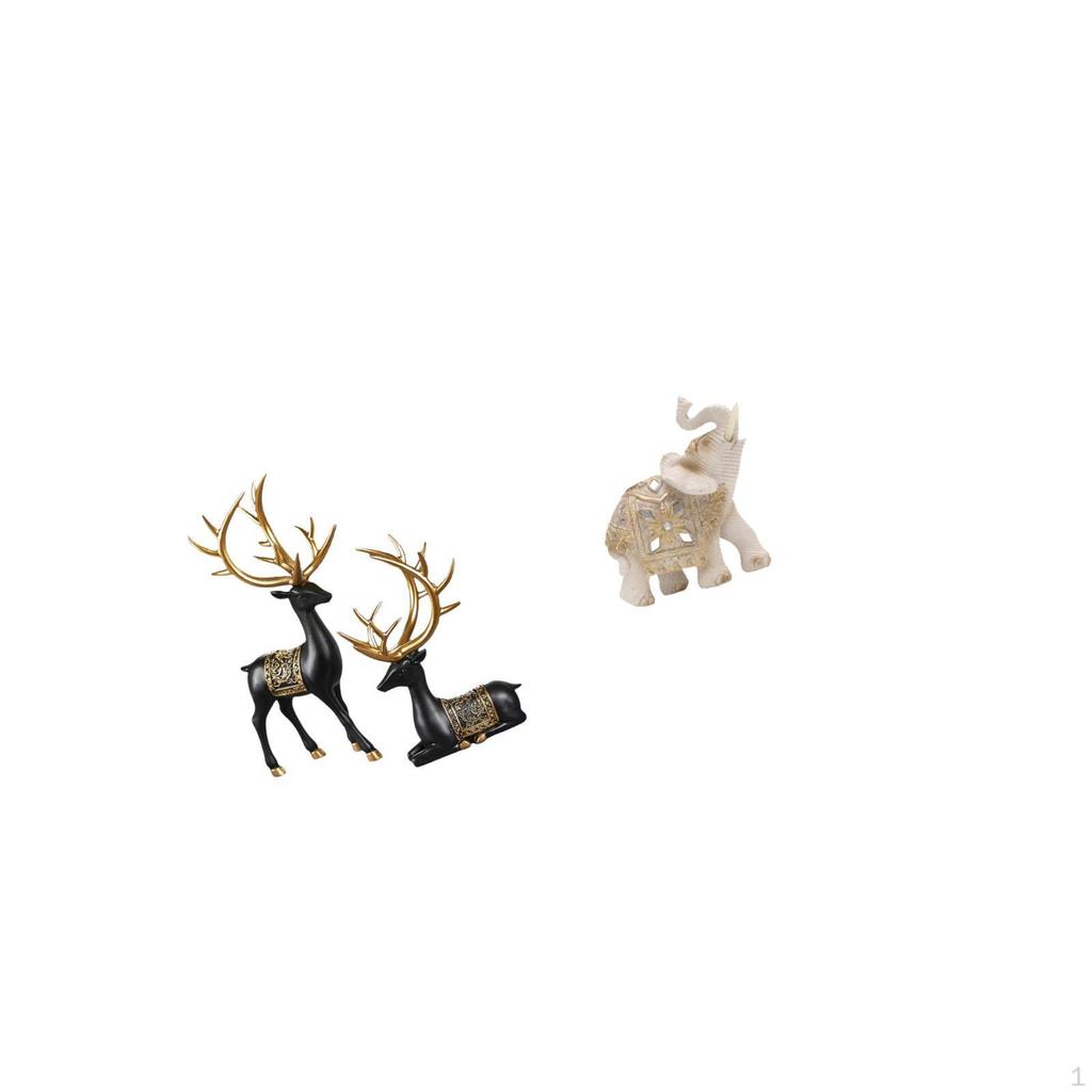 Elegant Reindeer And Elephant Resin Sculpture Collection Unique Animal Figurine Decor for Home