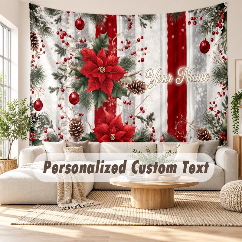 Christmas Custom Name Printed Tapestry Wall Hanging For Bedroom Living Room Wall Decor Holiday Gift