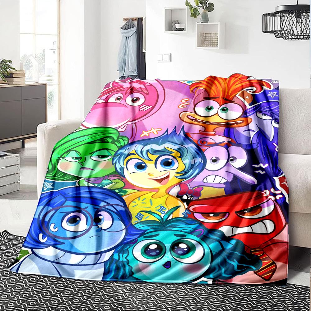 Colorful Emotions Characters Flannel Blanket Super Soft Warm Cozy Blanket For Sofa Bed Office Travel Allseason Home Decor Gift