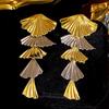 111 Silver Needle Cold Wind Ginkgo Biloba Earrings Women's European and American Exaggerated Long Metal Fringed Earrings Design Earrings