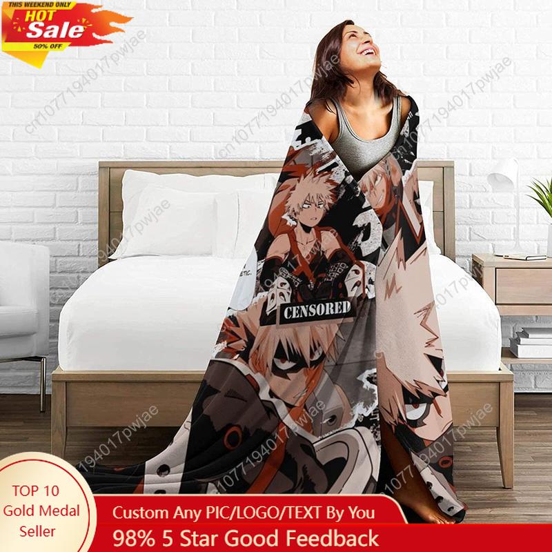 Bakugou Katsuki My Hero Academia Anti-Pilling Fleece Blanket Comfortable Microfiber Throw Blankets Cozy Throws All Seasons 75X95CM
