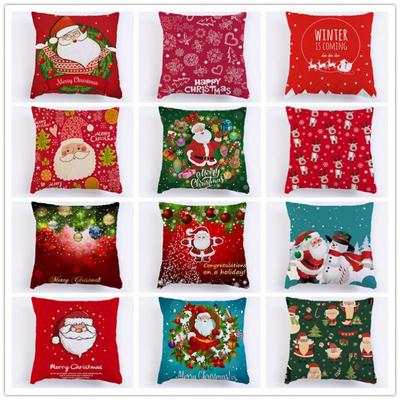 Christmas Throw Pillow Cover Festive Santa Claus Pillow Cover Sofa Cushion Cover