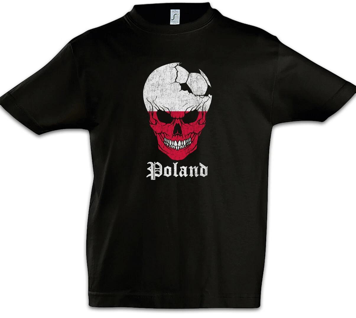 Польша Футбол Череп I Детская футболка для мальчиков Польский Флаг Польши Футбол- 110