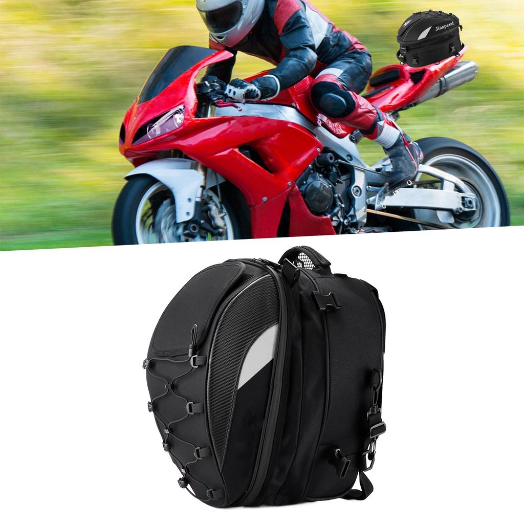 Motorcycle Rear Seat Bag Pack Waterproof Oxford Cloth HighDensity Woven Reflective (Red )