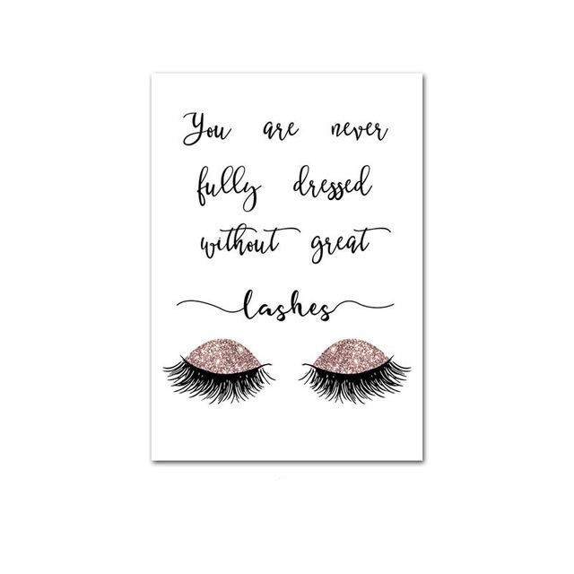 Anleitung für Make-up-Techniker für Wimpernverlängerungen, Wandkunst, Leinwandmalerei, Wimpern, abstrakte Kunst, Bild für Schönheitssalon, Zimmerdekoration