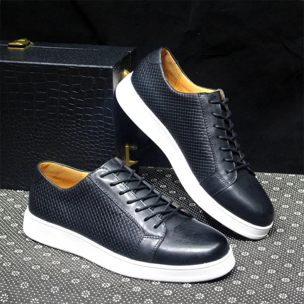 Fashion Men's Classic Derby Casual Shoes Cow Genuine Leather Lace-Up Comfortable Driving Sneakers Flat Original Style for Men