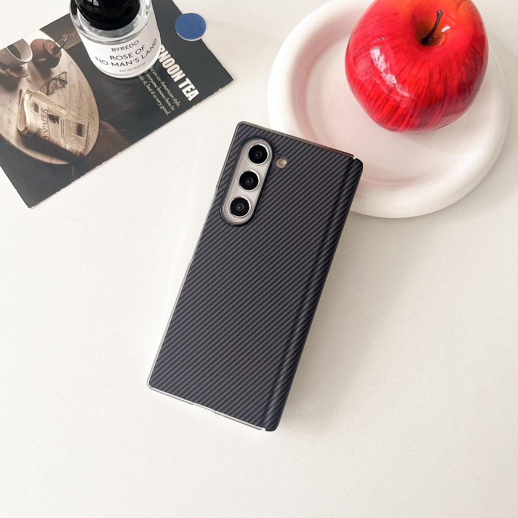 For Samsung Galaxy Z Fold 6 Case Protective Shell Back Cover Fashion Leather Skin Middle Protector Carbon Mobile Phone Cases