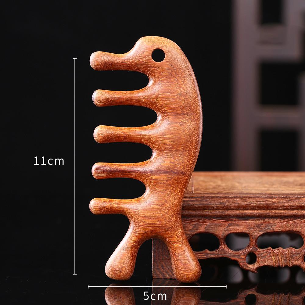 Sandalwood Four In One Massage Comb Multi Functional Head Dredging Tool Meridian Brushing Facial Beauty Scraping Massage Comb