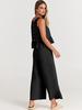 2025 Summer Women's Sleeveless Ruched Vest & Wide-Leg Cropped Pants Set